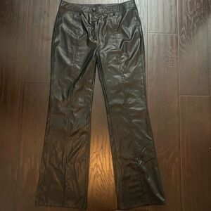 Alice Blue Black Leather Pants with Slits